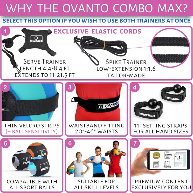 OVANTO Volleyball Training Equipment Aid – Solo Volleyball Equipment in 4 Styles to Serve, Spike, Set and Pass Like a Pro - Adjustable Volleyball Practice Equipment Gift for Beginners & Experts - Image 5